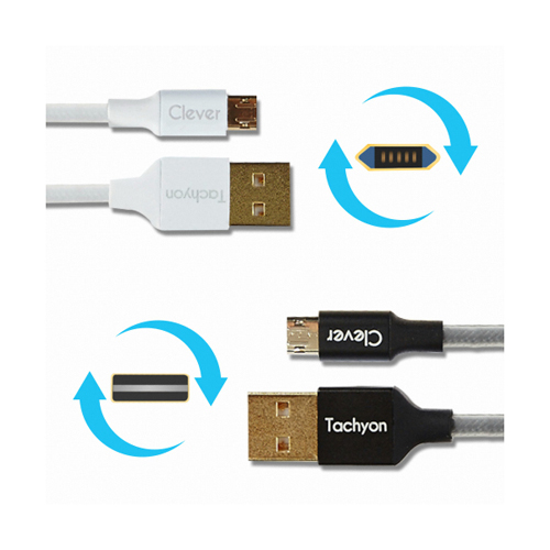 (5229147) 마이크로5핀 USB 퀄컴퀵차지 양면케이블(클레버/1M/블랙/바이퍼럭스)-변경/인하