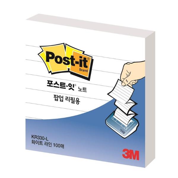 포스트-잇® 팝업리필 KR-330 화이트 라인(76*76mm(총 100장/1패드))