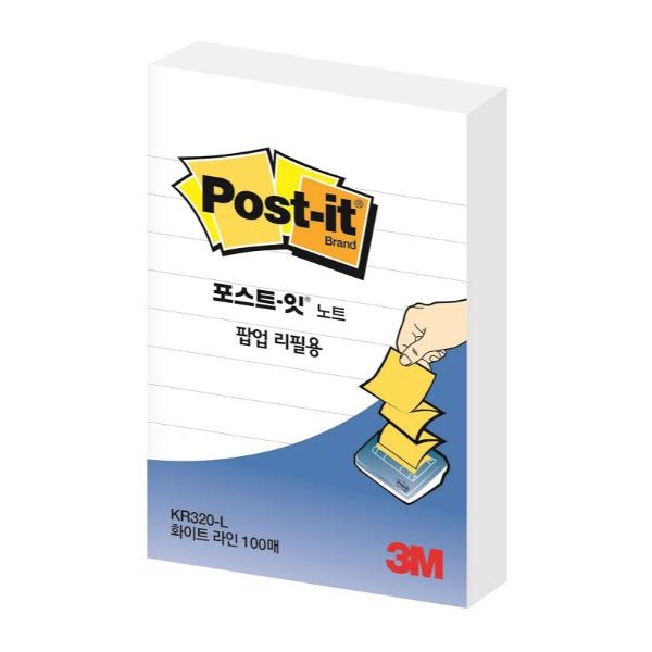 포스트잇 팝업리필용 KR-320 화이트라인(51*76mm(총 100장/1패드))