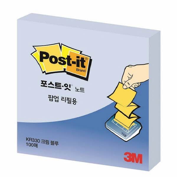 3M 포스트잇 팝업리필 KR-330 크림블루(76x76mm)