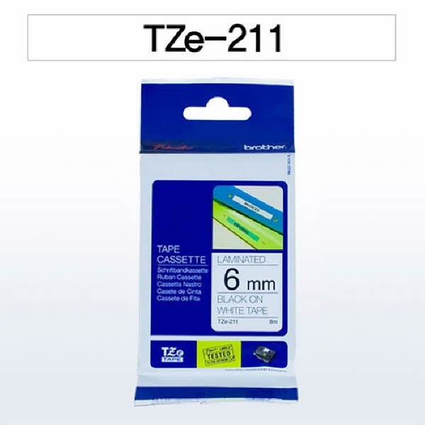 브라더 테이프카트리지(TZe-211/6mm/흰색/흑색문자)