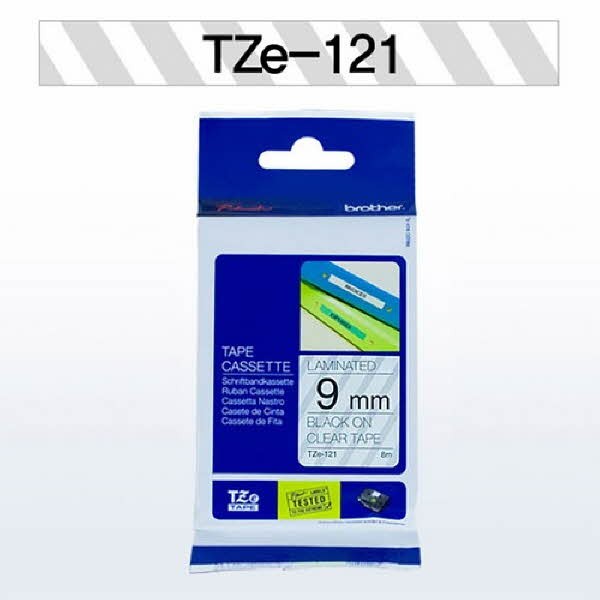 브라더 테이프카트리지(TZe-121/9mm/투명/흑색문자)