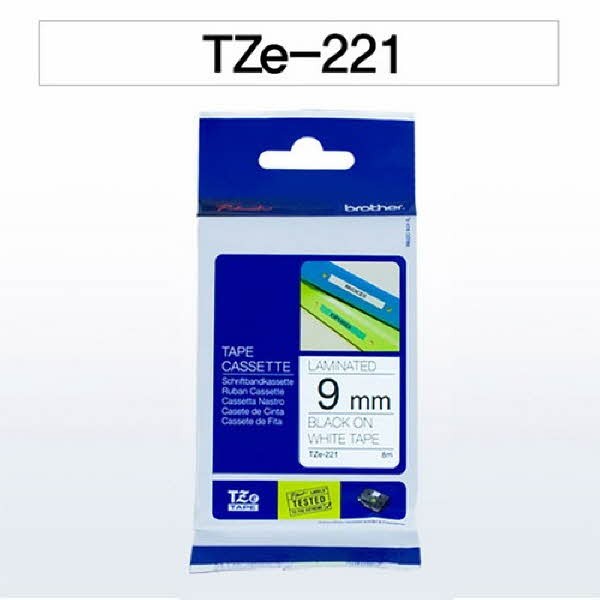 브라더 테이프카트리지(TZe-221/9mm/흰색/흑색문자)