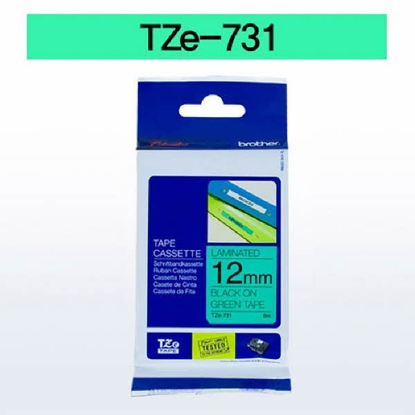 브라더 테이프카트리지(TZe-731/12mm/녹색/흑색문자)