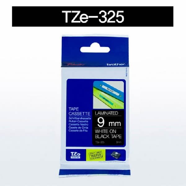 브라더 테이프카트리지(TZe-325/9mm/흑색/흰색문자)