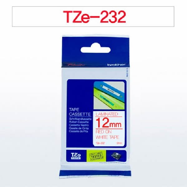 브라더 테이프카트리지(TZe-232/12mm/흰색/적색문자)