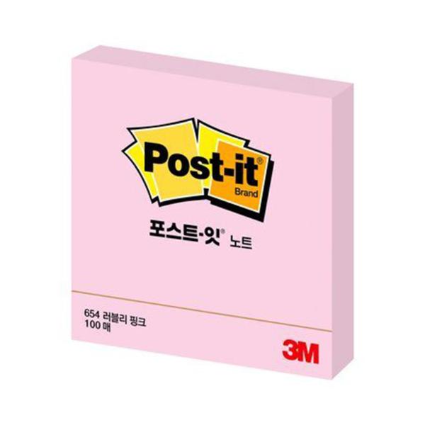 3M 포스트-잇® 노트 654 P(러블리핑크)(76x76mm 분홍)