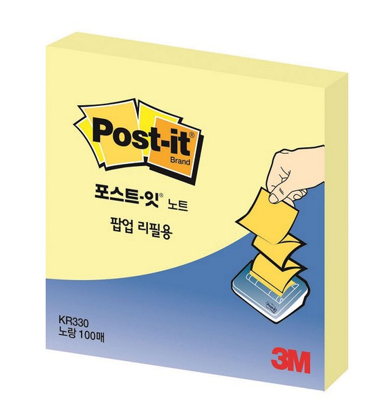 3M 포스트-잇® 팝업리필 KR-330 노랑(노랑, 76x76mm)