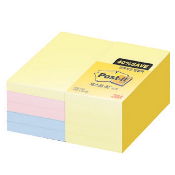 3M 포스트-잇® 노트 알뜰팩 656-10A(51x76mm,노랑(6)블루(2)핑크(2))