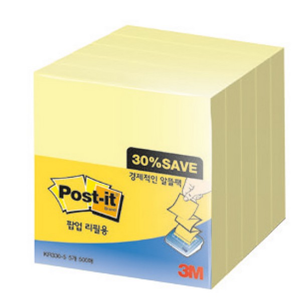 3M 포스트잇 노트 알뜰팩 KR330-5(76x76mm,노랑(5))