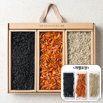 청해거상 건어물 완도타워 3종 선물세트3호(자른미역/홍새우/멸치)