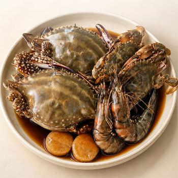 풀잎푸드 프리미엄 모듬장2.5kg(암꽃게/돌게/블랙타이거새우/관자)