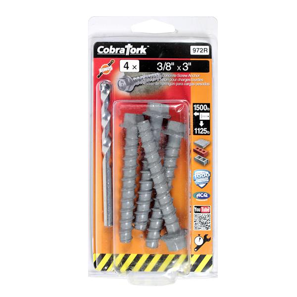코브라앙카 콘크리트앙카 코브라토크 972R(3/8x3인치) 4개입