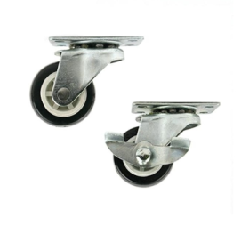 [철물박사] PVC 가구 바퀴 회전 고정 고정 블랙 1.5" 38mm 40kg